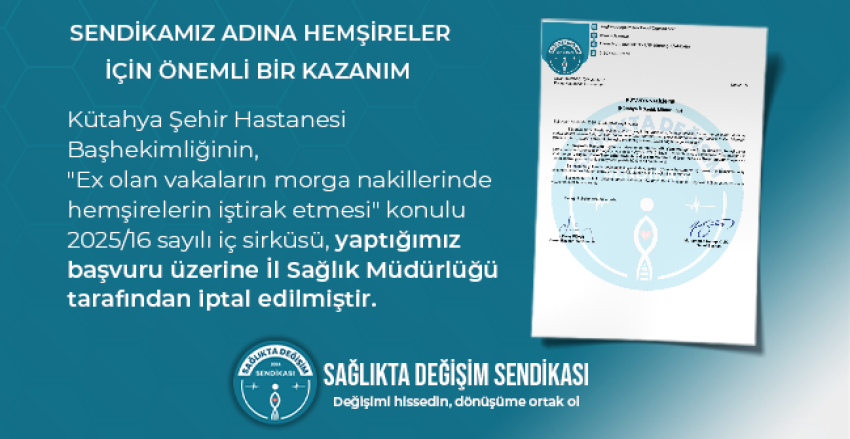 SENDİKAMIZ ADINA HEMŞİRELER İÇİN ÖNEMLİ BİR KAZANIM 
